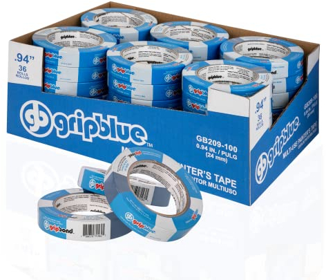 gripblue ™ 2,5 cm (.94 /24 mm) X 60 Yards Multi Blau Maler Klebeband | Premium Krepppapier, Kreppband Masker für multi-surfaces | einfach und sauber abgenommen | Fall von 36 Rollen