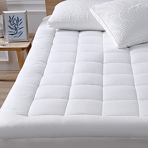Oaskys Matratze Pad Schutzhülle mit 45,7 cm Deep Pocket Fadendichte 300 Baumwolle Daunen Matratzenauflage für Betten, weiß, Queen