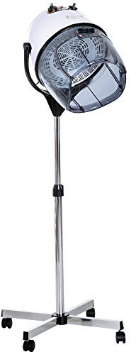HOMCOM Sèche-cheveux professionnel sur pied casque séchoir pro. 1180 W grand confort hauteur réglable minuterie 60 min. 65L x 65l x 115-165H cm blanc noir