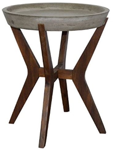Casa Padrino Garten-Beistelltisch Grau/Dunkelbraun Ø 46 x H. 54 cm - Gartenmöbel