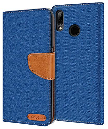 Verco für P20 Lite Hülle, Schutzhülle für Huawei P20 Lite Tasche Denim Textil Book Case Flip Case Klapphülle, Blau