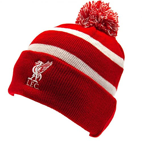FC Liverpool Strickmütze mit Bommel rot weiß RD