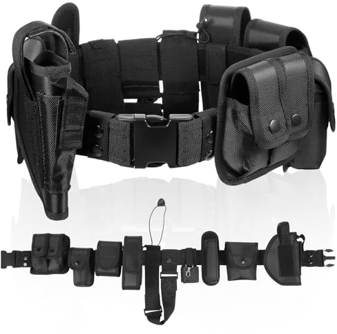 abcGoodefg 10 in 1 Black Utility Belt Tactical Police Security Belts with Pouch Men/Women Law Enforcement Duty Belt for Costume Hunting Game Belts & Bags (10 PCS, Black)