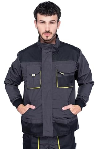 Veste de travail homme, Blouson de travail, Multi Poches, Grande Taille S - XXXL, Manteau de travail, Bleu/Noir/Rouge, Haute qualité Vetement (S, Noir/Vert)