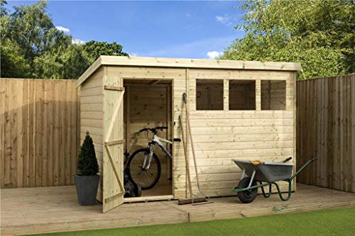 Empire 1500 Pent Garden Shed 10X5 SHIPLAP T&G WINDOWS PRESSURE TREATED DOOR LEFT