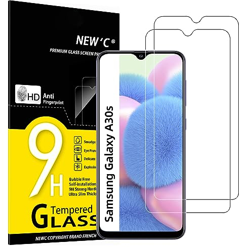 NEW'C 2 Piezas, Protector Pantalla para Samsung Galaxy A30s, A40s, Cristal templado Antiarañazos, Antihuellas, Sin Burbujas, Dureza 9H, 0.33 mm Ultra Transparente, Ultra Resistente