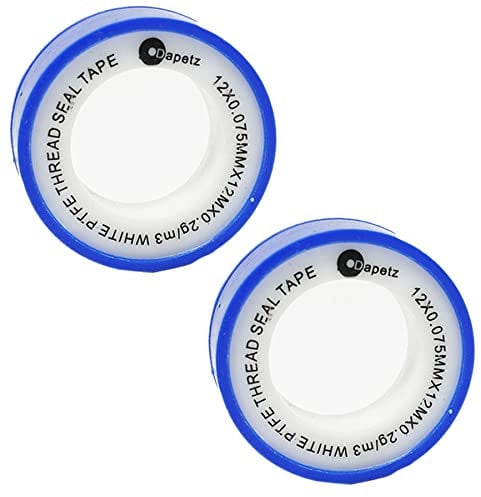 Dapetz ® PTFE Tape Plumbers Tape to Stop Leaks, Teflon Tape, 12mm x 12m Plumbing White Sealant Tape Leak-Free Solution for Pipes, Shower Head, Sewers & Joints 2 Rolls