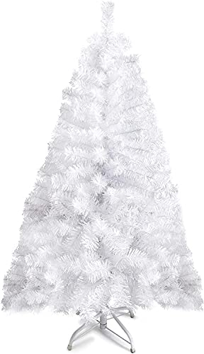 Prextex 1.2M White Christmas Tree - Artificial Canadian Fir Small Christmas Trees w/Metal Stand, 320 Tips, Perfect Home Decor, Living Room and Kitchen - Compact Easy to Store (1.2M / 4Ft, White Tree)