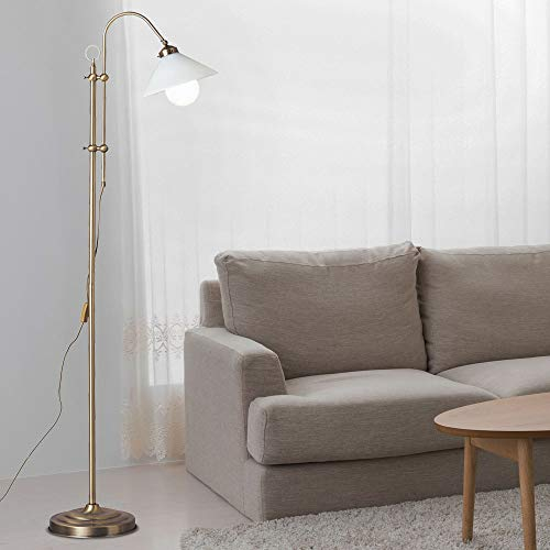 etc-shop LED Steh Lampe höhenverstellbar Wohn Zimmer Beleuchtung Alt Messing Landhaus Bogen Leuchte Spot beweglich