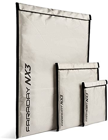 Faraday Defense 3 Pack Mega Kit NX3 Triple-Layer Cyber Fabric Faraday Bags - Fast, Easy Access for Device Shielding - Protect Data and Devices from Hacking, Tracking, EMP