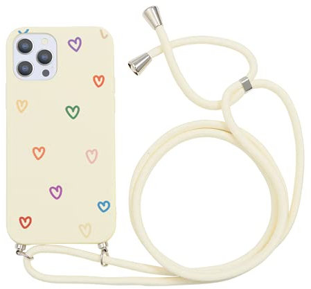 Yoedge Handykette Handyhülle für Apple iPhone 12 Mini 5,4 Hülle mit Band Kette, Silikon Schutzhülle mit Kordel zum Umhängen, TPU Stoßfest Case mit Muster Motiv für iPhone12 Mini, Liebe