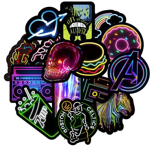 50 Stück Aufkleber, Wasserdichte Aufkleber, Graffiti Aufkleber, Neon Graffiti Stickers für Laptop, Motorrad, Fahrrad, Skateboard, Gepäck, Bestes Geschenk für Kinder und Erwachsene