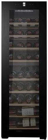 CAVIN Freistehender Weinkühlschrank - Northern Collection 39 Black, Zwei Temperaturzonen 5 bis 18°C, Kompressorkühlung, Kapazität 39 Flaschen, 2 Zonen, UV-geschützte Glastür, Holzregalböden