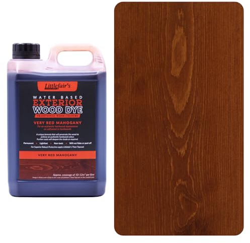 Littlefair's Holzlasur Außen 25ltr - Holzlasur Für Natürliche Holzmaserung - Wasserbasierte Holz Lasur - Schnell Trocknend, Schützt Und Umweltfreundlich - Farbe:Sehr rotes Mahagoni)