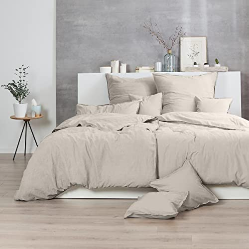 Enrico Coss Bettwäsche Stonewashed leinen, 1 Bettbezug 200 x 200 cm + 2 Kissenbezüge 80 x 80 cm