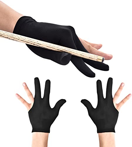 JKJF 4 guanti da biliardo con 3 dita, per stecca da biliardo, unisex, per mano sinistra e destra, colore nero, stile 1