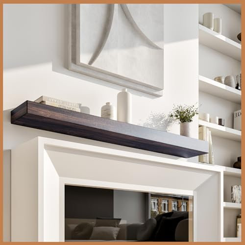 Avana Fireplace Mantel Shelf 60 Inch - Solid Wood Mantles for Over Fireplace - Handcrafted Mantel Farmhouse Floating Shelf - Fireplace Mantels 60 Inches X 8 X 3 - Wooden Fireplace Mantle Rustic Brown