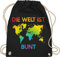 Shirtracer Turnbeutel Rucksack - LGBTQ Kleidung Pride Flag - Die Welt ist bunt – Regenbogen Farben - Unisize - Schwarz - lgbtq-tasche lgbt bunte stoffrucksack lgbtq+ beutel csd stoffbeutel lesbian