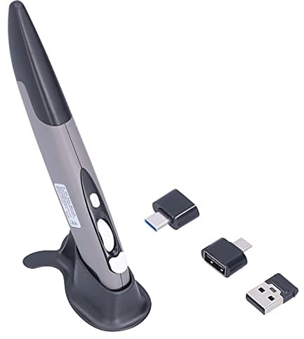 Souris à Stylet Optique de Poche sans Fil, Souris à Stylet Optique sans Fil USB Ergonomique 2,4 G, Réglable 3 DPI 1600 Mini Souris D'écriture Manuscrite pour Ordinateur Portable Ordinateur(gris)