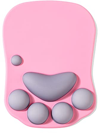 DOBAOJIA Alfombrilla de Ratón Ergonómica, Alfombrilla de Ratón Reposamuñecas, Alfombrilla de Ratón con Pata de Gato, Mouse Pad Gaming, con Gel de Silicona, para el hogar/Oficina/Juegos, Rosa y Gris