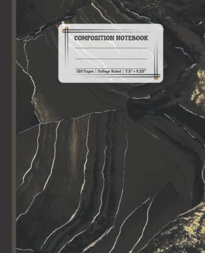 Composition Notebook: College Ruled Lined White Paper Notebook Journal | 7.5 × 9.25 | 120 Pages, Perfect Gift for Kids, Teens and Adults with Black Marble Design on Soft Matte Cover