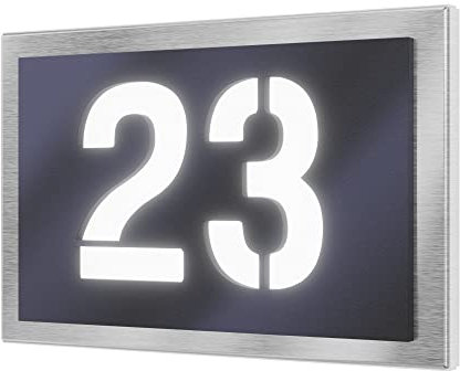 Graviers Design Numéro de maison lumineux en acier inoxydable V2A 250x175mm - Anthracite métallisé - Résistant aux intempéries et à la rouille Personnalisable selon votre propre numéro