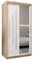 ABIKSMEBLE York 2 100 Armario 2 Puertas Correderas para Dormitorio - Armario Moderno con Espejo, Barra y Estantes - 100x200x62 cm (Ancho x Alto x Fondo) - Sonoma + Blanco Mate