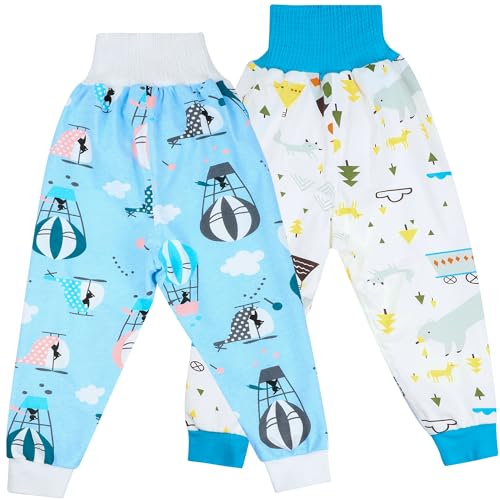 FLYISH DIRECT Baby Windelhosen - Hohe Taille Töpfchen Trainingshose Windelrock aus Baumwolle, Sleepy Windelhose für das Töpfchentraining, 2 Stück, XL