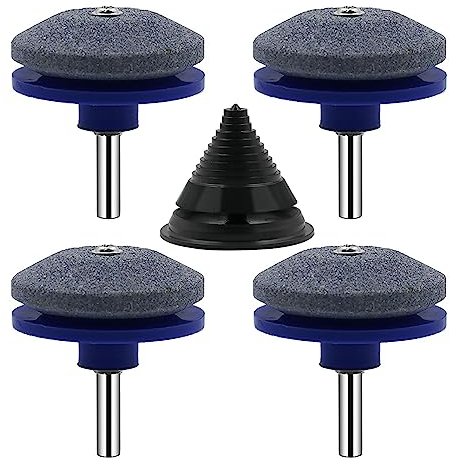 Ruspela Lawnmower Blade Sharpener 5 Pack Multi-Sharp Grinder Wheel Stone Sharp Rotary Universal Lawnmower Sharpen Kit for Power Drill Hand Drill
