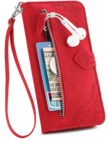 SHIEID Coque Compatible avec Ulefone Note 16 Pro, Premium Cuir PU Ulefone Note 16 Pro Étui Portefeuille à Rabat Housse, Etui de Protection pour Ulefone Note 16 Pro-Rouge