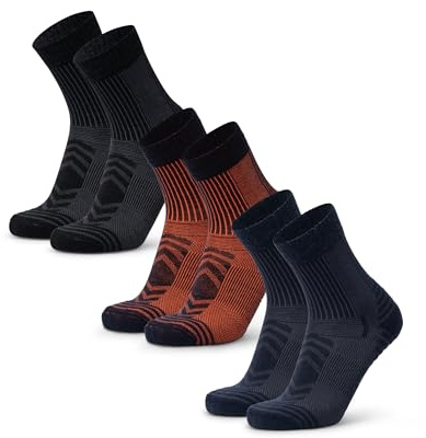 DANISH ENDURANCE Leichte Merinowolle Wandersocken, Atmungsaktiv, 3 & 5 Paar | Leichte Merino Funktionssocken, Arbeitssocken, Atmungsaktiv & Gepolstert, für Sommerwanderungen & Outdoor-Aktivitäten, Unisex