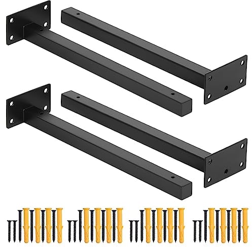 Faankiton 4 Pezzi Staffe per Mensole Industriale, Staffe per Scaffali Industriali, Supporto di Metallo Galleggiante, Supporto per Mensola Pesanti 20 mm di Spessore, Capacità di Carico: 40-60Kg (30CM)