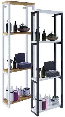 VCM Holz Badezimmerschrank | Badmöbel Metall Industrial Style | Wandregal | Badregal | Maße ca. H. 112 x B. 35 x T. 15 cm - Bitila M