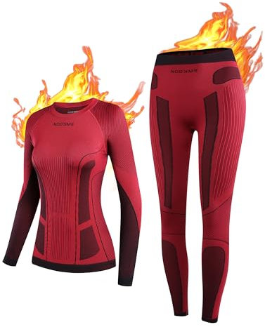 NOOYME Thermounterwäsche Damen Set Warme Funktionsunterwäsche Damen Winter Elastische Skiunterwäsche Damen Atmungsaktive Ski Unterwäsche Frauen Thermo Unterwäsche Damen