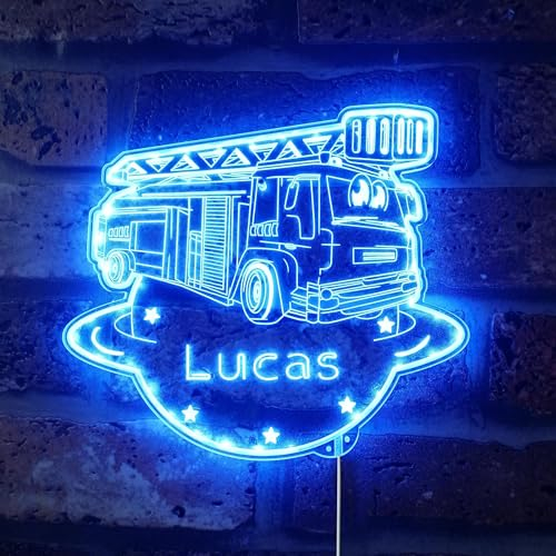 ADVPRO Name, personalisiertes Feuerwehrauto RGB Dynamic Glam LED-Schild, Cut-to-Edge-Form, intelligente 3D-Dekoration, mehrfarbige Beschilderung, st06s66-fnd-p0030-tm