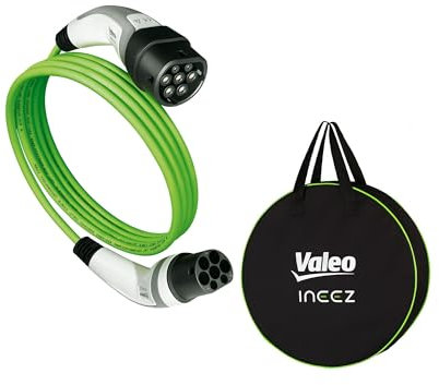 VALEO Ineez 652105 - Cavo di Ricarica per Veicoli elettrici o ibridi Plug-in con Borsa per Il Trasporto, Tipo 2 su Tipo 2-22 kW, 5 Metri