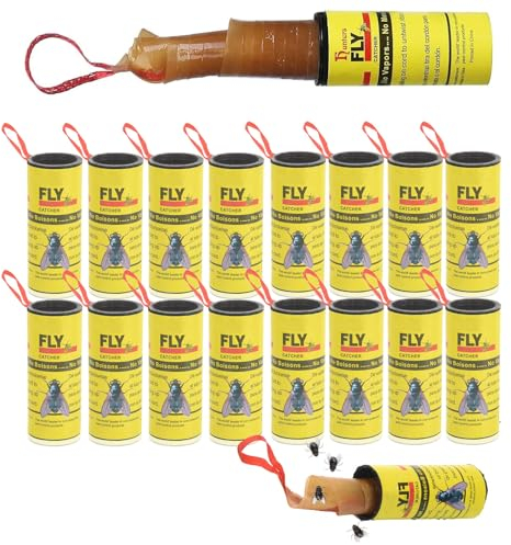 Rotolini Acchiappamosche,Trappole Adesive per Mosch,16 Pezzi Carta Moschicida,Strisce Cattura Mosche,Trappola Mosche per Frutta,per Esterni Interni Uso di Mosche Zanzare e Altri Insetti Volanti