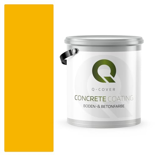 Q-COVER Bodenfarbe Betonfarbe Gelb 2,5L Garagenboden Bodenbeschichtung für Innen Kellerfarbe Fußbodenfarbe
