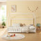 [en.casa] Kinderbett Hesel Hausbett mit Matratze 120 x 200 cm Weiß mit Rausfallschutz und Lattenrost Bodenbett Jugendbett Holzbett