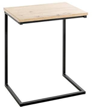 HAKU Möbel Beistelltisch, Eiche, schwarz (Eiche hell), MDF, Metall - Maße: B 40 x H 50 x T 30 cm, Style: Modern