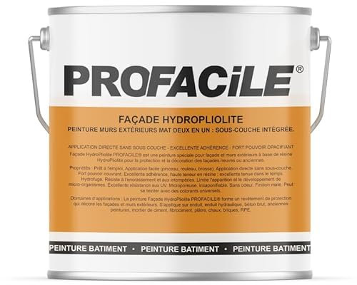 Peinture façade mat HydroPliolite PROFACILE, impression, finition, durable jusqu'a 10 ans 2.5 litres Gris béton (RAL 7044)