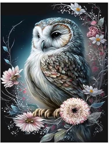 Diamond Painting Owl,Diamond Painting Erwachsene Tier,Blume Diamond Art Erwachsene Set Home Wand Dekor for Gift(30x40cm)