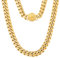 KRKC&CO 12mm Herren Panzerkette mit rundem Kreuz Verschluss, 18K Gold plattiert Cuban Link Chain, Edelstahl Miami Kubanische Gliederkette Goldkette, Halskette für Männer Jungen [Größe 55,9cm]