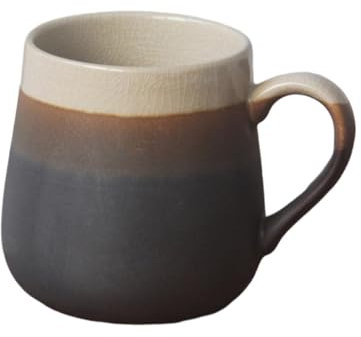 CAPIJIONG Mug japonais de 400 ml, couleur four japonais, grande capacité, tasse de poterie grossière pour la maison, grande tasse de ventre noir et blanc