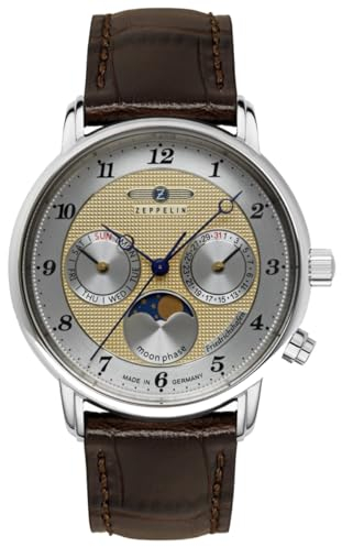 Zeppelin Damenuhr Serie Friedrichshafen mit Mondphase und Lederarmband 8537-5
