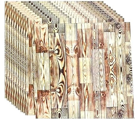 OCEANO 10pz Pannelli adesivi 3d decorativi parete carta da parati moderna realistica muro mattoni pietra casa cucina soggiorno camera da letto cameretta bagno morbida schiuma PE (Legno Fantasia)