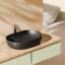 EMKE Lavabo, Lavabo Ovalado de Encimera, 60 x 41 x 13 cm, Negro Mate, Fácil de Instalar y Limpiar, Lavabo Resistente a Rayaduras para Baño, Mueble Lavabo para Baño y Aseo de Invitados