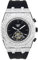 Herren-Armbanduhr, 43 mm, achteckiges Gehäuse, Silikonband, silber, schwarz, mens-standard