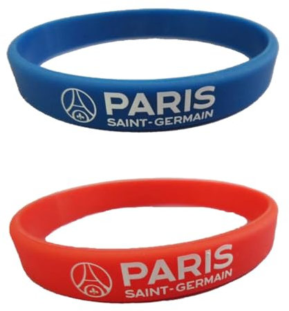 PARIS SAINT - GERMAIN 2 x PSG-Armband, Silikon, One Size, Jungen, Fans von Paris Saint-Germain, Fußball, Blue / Red Black