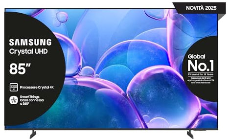SAMSUNG Smart TV 85'' UE85U7000FUXZT Crystal UHD 4K, Crystal 4K Processor, HDR, Smart Experience, OTS Lite & Adaptive Sound, Metal Stream Design, 2025, 85, 2025 U7000
